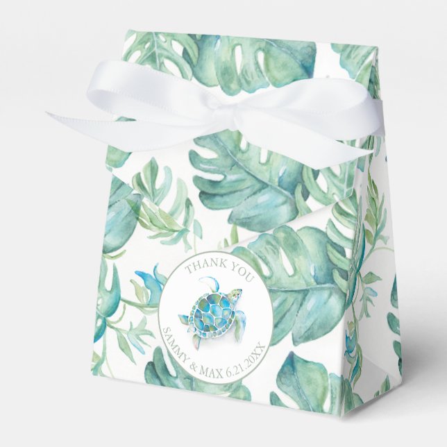 Wedding Favour Boxes Tropical Destination Palm (Front Side)