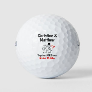 Wedding Favour Bride Groom Cute Cartoon Couple Golf Balls