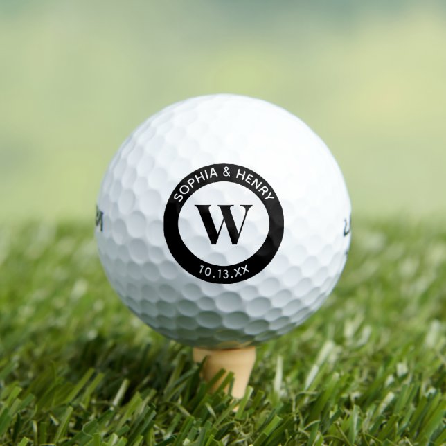 Wedding Favour Bride Groom Names Monogram Initial Golf Balls (Insitu Tee)