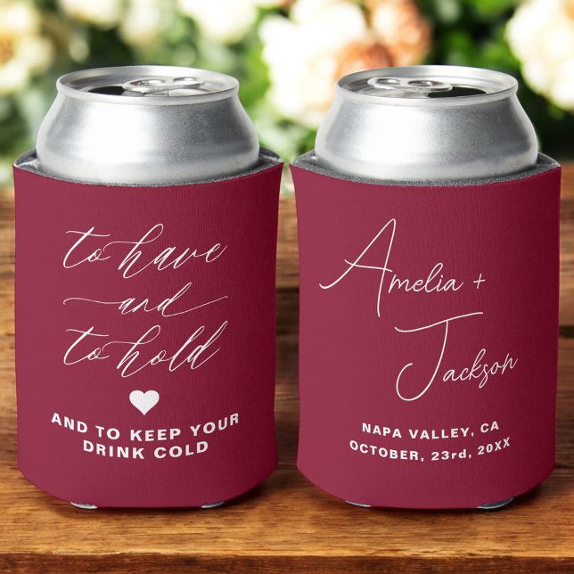 Wedding Favour Burgundy To Have and To Hold Can Cooler (Creator Uploaded)