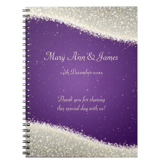 Wedding Favour Dazzling Sparkles Purple Spiral Notebook (Front)