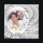 Wedding Favour diamonds photo Magnet<br><div class="desc">Wedding Favour diamonds photo Magnet. Image and illustration composition for elegant formal wedding, anniversary or engagement party template The text is fully customisable. Add your information or change it completely. Select a different font and colour. Template can be used for any special occasion. Simply change the text to suit your...</div>