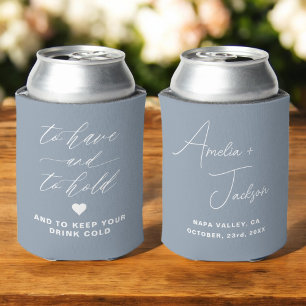 Wedding Favour Dusty Blue To Have and To Hold Can Cooler