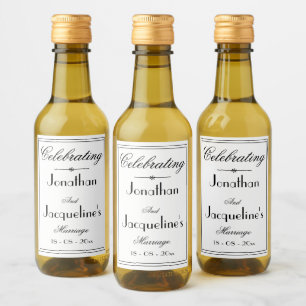 Wedding Favour Elegant Names Simple Chic White Min Wine Label