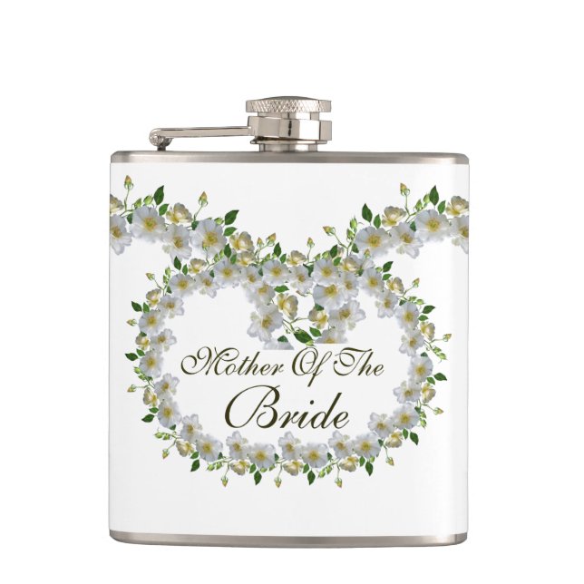 Wedding Favour Elegant Roses Mother of the Bride Hip Flask (Front)