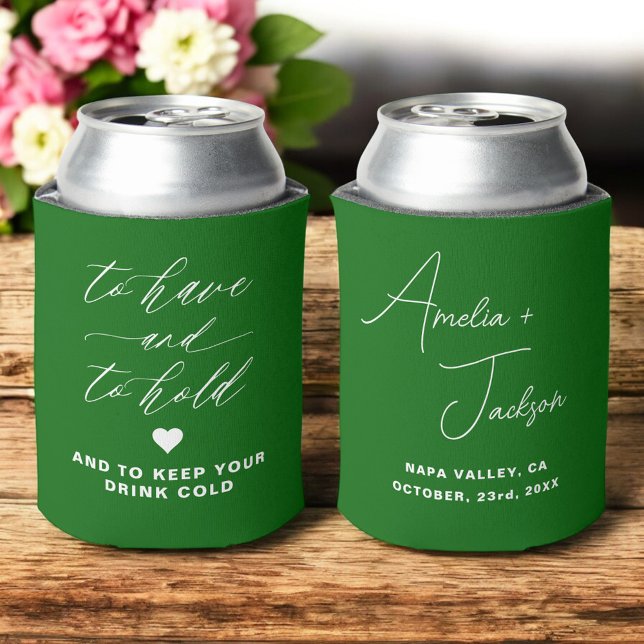 Wedding Favour Emerald Green To Have and To Hold Can Cooler (Creator Uploaded)