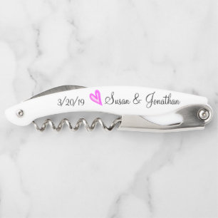 Wedding Favour Gift Bride Groom Heart Married Corkscrew