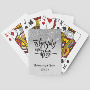 Wedding Favour Gift  Happily Ever After Silver Playing Cards