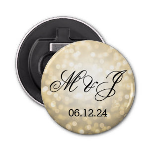 Wedding Favour Gold Glitter Lights Bottle Opener