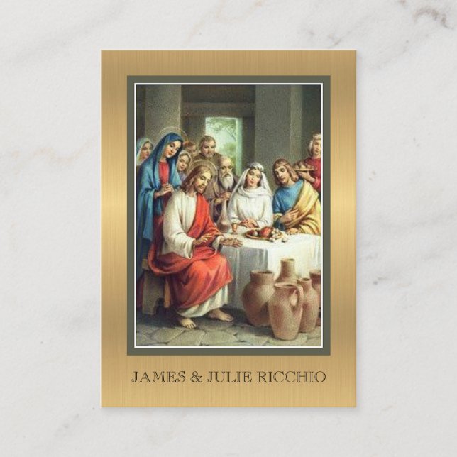 Wedding Favour Golden Catholic Holy Card (Front)