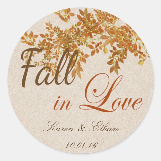 Wedding Favour Label Fall in Love Theme (Front)