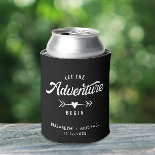 Wedding Favour Let The Adventure Begin Black Can Cooler