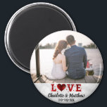 Wedding Favour Love Modern Typography Thank You Magnet<br><div class="desc">This modern typography love photo magnet with a light white bokeh background will make a great favour for your wedding!  Customise with the photo,  names,  and date of your choice.  The font and colour of the text can be changed to fit your preference.</div>