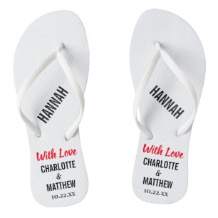 Wedding Favour Modern Typography Jandals