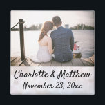Wedding Favour Modern Typography Photo Thank You Magnet<br><div class="desc">This modern typography photo magnet will make the perfect favour for your wedding!  Personalise with the photo,  names,  and date of your choice.  The names and date are imposed over a light white bokeh background.</div>