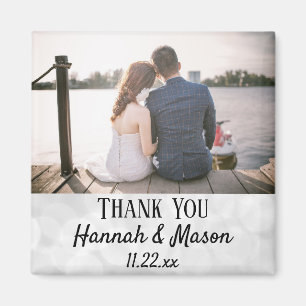Wedding Favour Modern Typography Photo Thank You Magnet