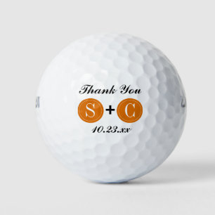 Wedding Favour Monogram Initials Thank You Golf Balls