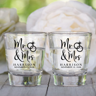 Wedding Favour Mr Mrs Shot Glass