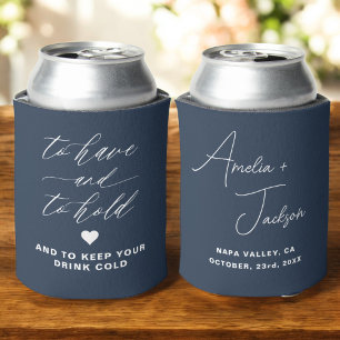 Wedding Favour Navy Blue To Have and To Hold Can Cooler