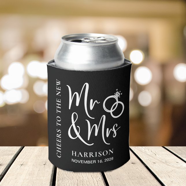 Wedding Favour New Mr Mrs Black Can Cooler (Creator Uploaded)