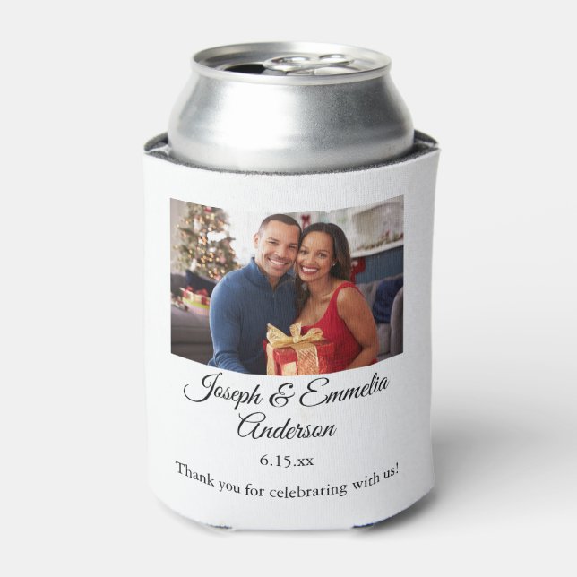 Wedding Favour Photo Can Cooler Couple Photo, Name (Can Front)