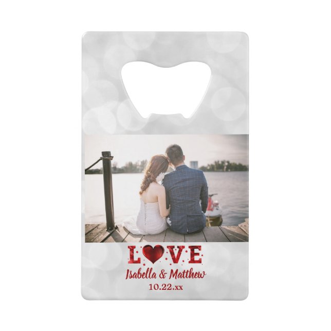 Wedding Favour Photo Love Forever Red Heart (Front)