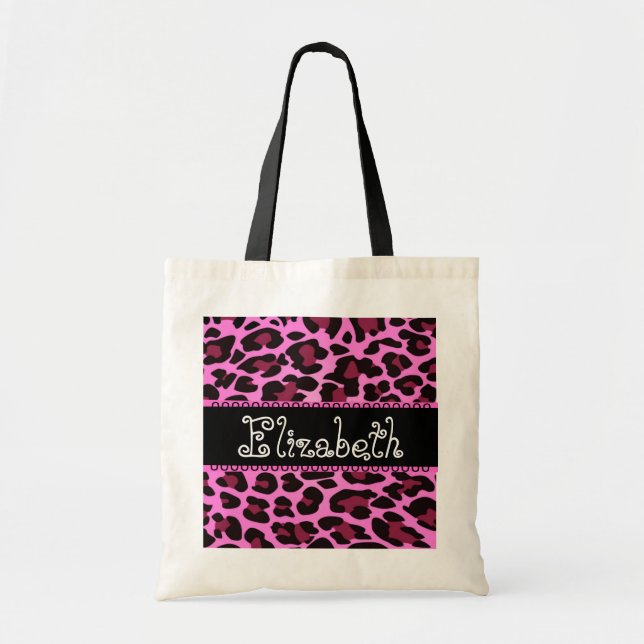 Wedding Favour Pink Black Leopard Bridesmaid Bag (Front)