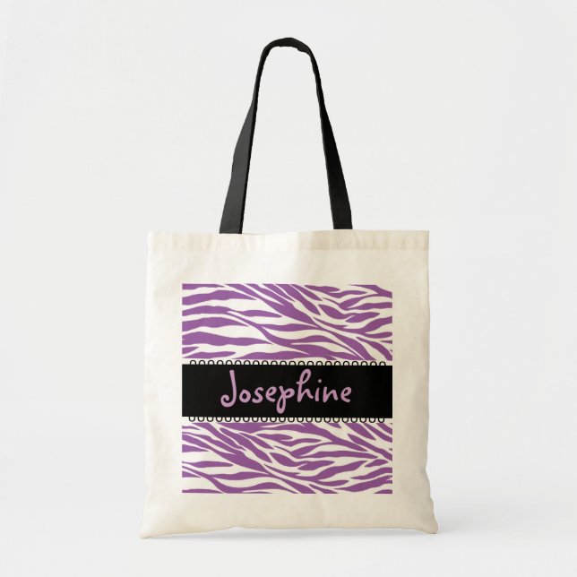 Wedding Favour Purple Black White Zebra Bride Bag (Front)