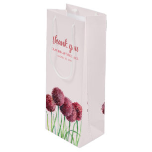 Wedding Favour Purple Pink Allium Floral Watercolo Wine Gift Bag
