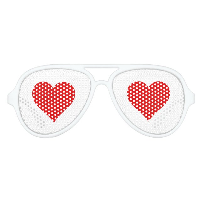 Wedding Favour Red Love Heart  Aviator Sunglasses (Front)