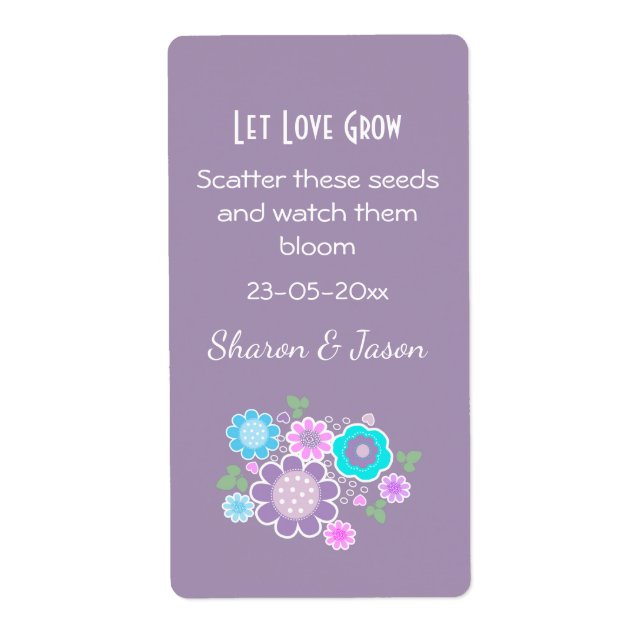 Wedding Favour Seed Pack Label Spring Flowers (Front)