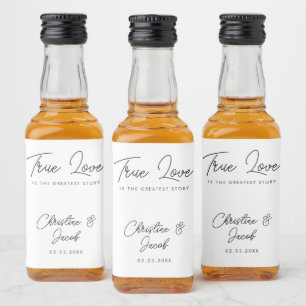 wedding favour simple elegant modern bridal party  liquor bottle label