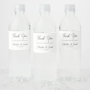 wedding favour simple elegant modern bridal party  water bottle label