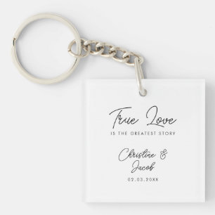 wedding favour simple elegant modern true love key ring