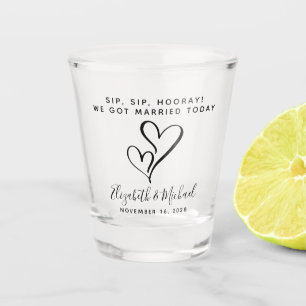 Wedding Favour Sip Sip Hooray Hearts Shot Glass