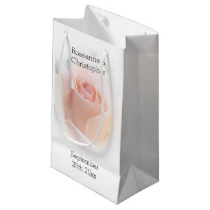 Wedding Favour Small Gift Bag Peach Pink Rosebud