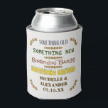 Wedding Favour Something Brewed Personalised Beer  Can Cooler<br><div class="desc">These pretty, custom wedding foam can coolers have a rustic, vintage look in shades of brown, blue, green and golden with a light grey background. The text reads, "Something Old / Something New / Something Barley / Something Brewed." Below that, the bride and groom can add their names and their...</div>