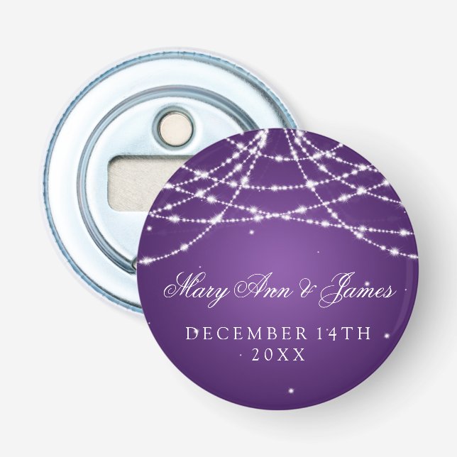 Wedding Favour Sparkling String Purple Bottle Opener (Front)