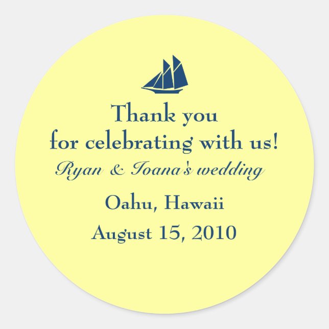 Wedding favour sticker (Front)