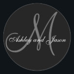 Wedding Favour Sticker Monogram Names Template<br><div class="desc">Wedding Favour Sticker Monogram Names Template. Elegant wedding stickers with monogram and bride and groom names which you can customise with your personal information and wedding colour scheme. A great sticker for wedding favour stickers, cake box labels, wedding treat bag seals, and wedding invitation envelope seals. Design by Elke Clarke...</div>