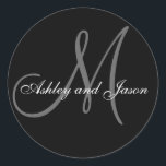 Wedding Favour Sticker Monogram Names Template<br><div class="desc">Wedding Favour Sticker Monogram Names Template. Elegant wedding stickers with monogram and bride and groom names which you can customise with your personal information and wedding colour scheme. A great sticker for wedding favour stickers, cake box labels, wedding treat bag seals, and wedding invitation envelope seals. Design by Elke Clarke...</div>