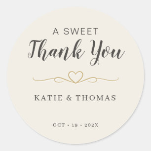 Wedding Favour Stickers A Sweet Thank You Ivory