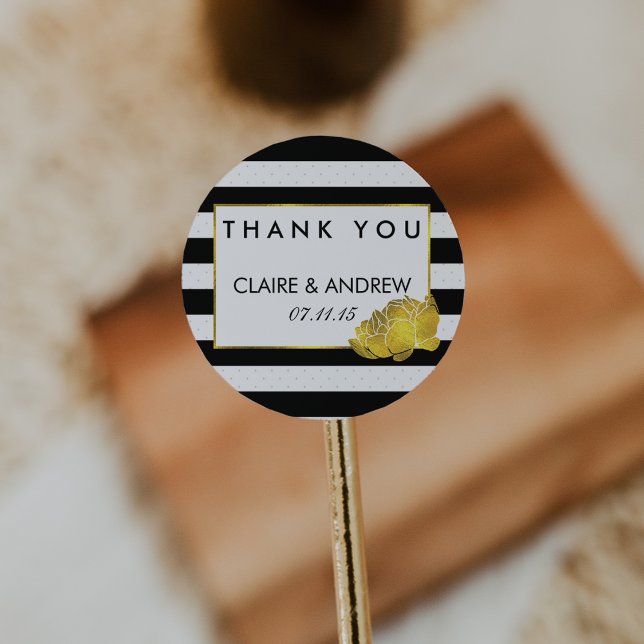 Wedding Favour Stickers | Black Stripe & Gold Peon (Creator Uploaded)
