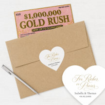 Wedding Favour Stickers For Richer or Poorer Heart