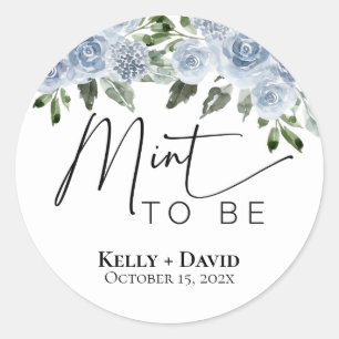 Wedding Favour Stickers Mint to Be Blue Floral