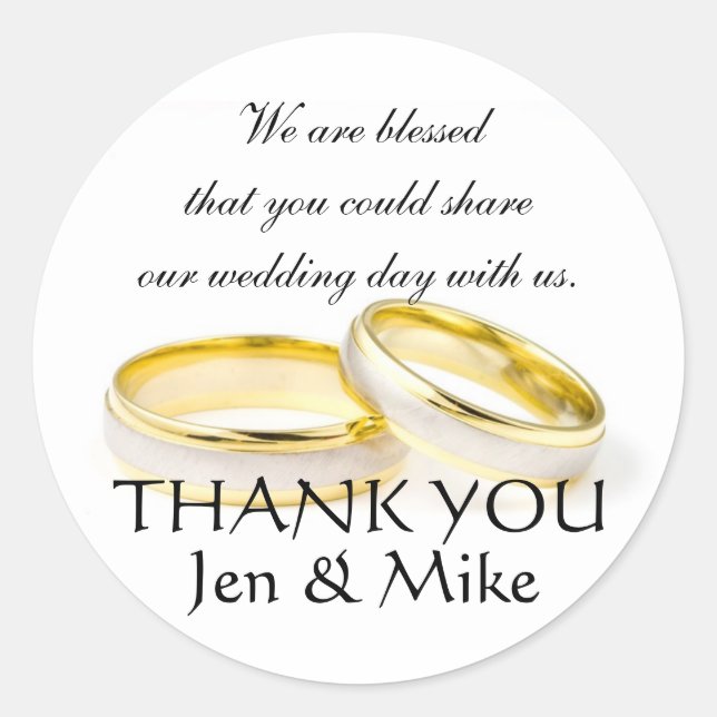 Wedding Favour Stickers Thank You Message (Front)
