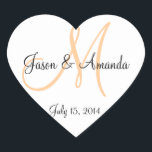 Wedding Favour Stickers with Monogram and Names<br><div class="desc">Create the colours of your choice with this heart shaped sticker,  featuring your Monogram with names and date.</div>