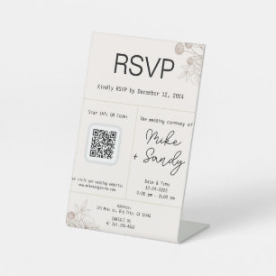 Wedding Favour Table Sign, QR Code RSVP Sign