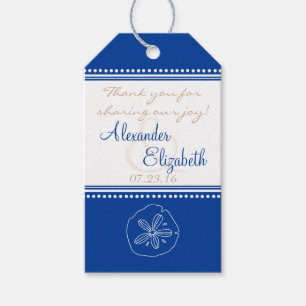 Wedding Favour Tag Blue Sand Dollar Beach Weddin