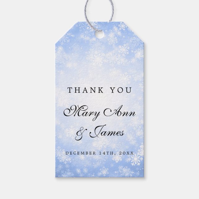Wedding Favour Tag Blue Winter Wonderland (Front)